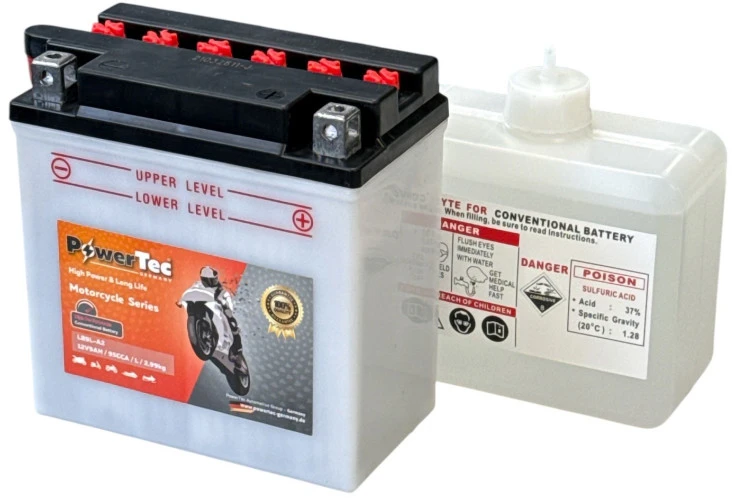 Akumuliatorius PowerTec LB9L-A2 AGM, 12 V, 9 Ah, 95 A