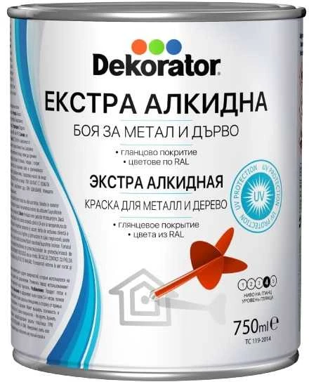 Blizgi alkidinė emalė DEKORATOR EXTRA, žalia RAL6002 750 ml.