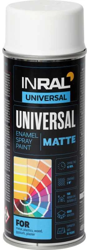 Dažai aerozolin. INRAL UNIVERSAL,balti matiniai 400ml