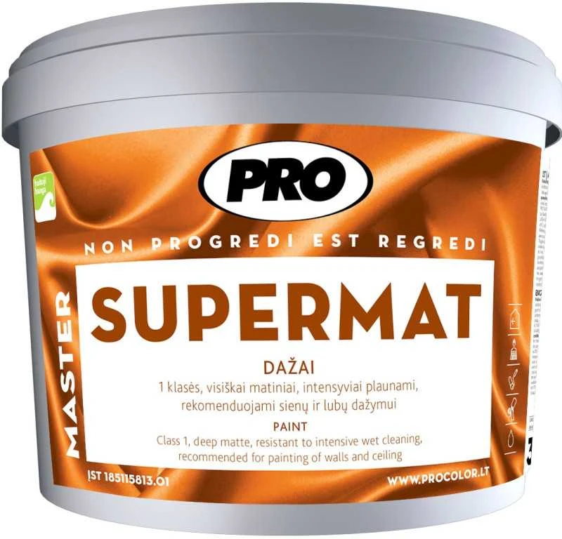 Dažai sienoms ir luboms PRO SUPERMAT visiškai matiniai 3 L