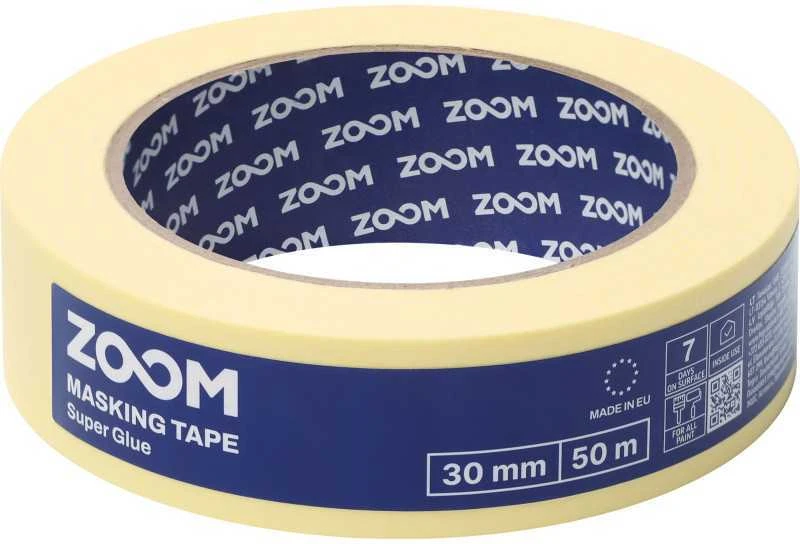 Dažymo juostelė 30mmx50m, gelt. ZOOM SUPER GLUE 30 mm x 50 m.
