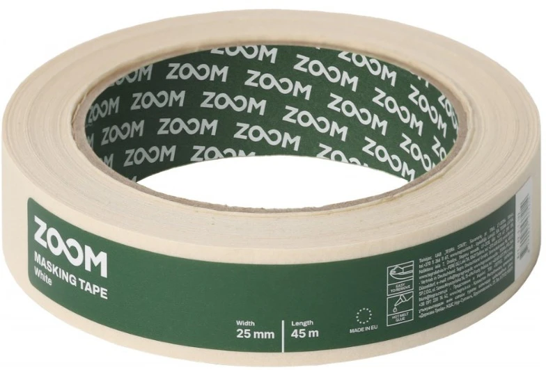 Maskavimo juostelė ZOOM, 25 mm x 45 m, balta