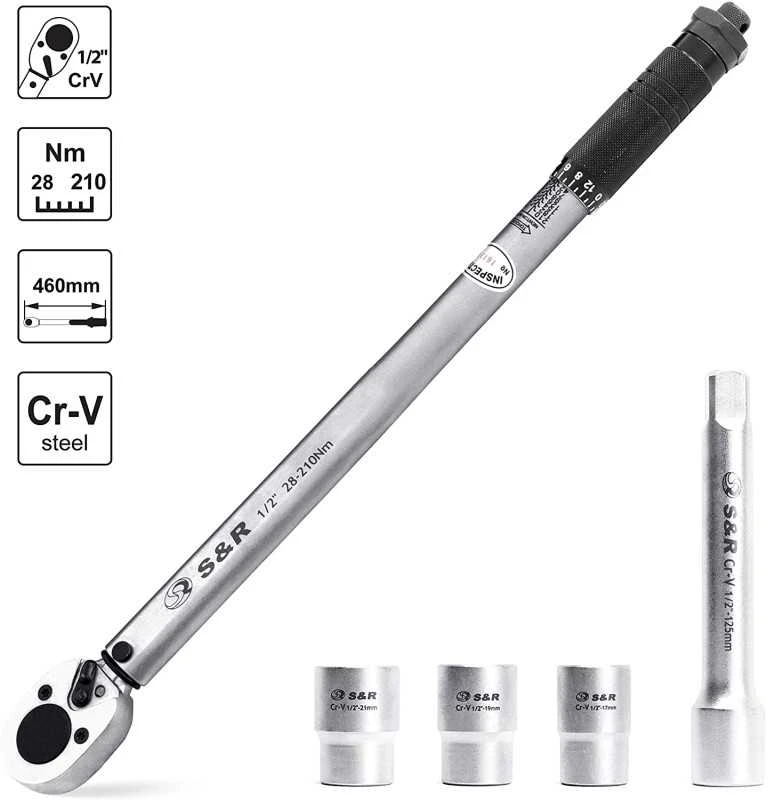 Dinamometrinis raktas S&R 465012210, 1/2" 28-210Nm