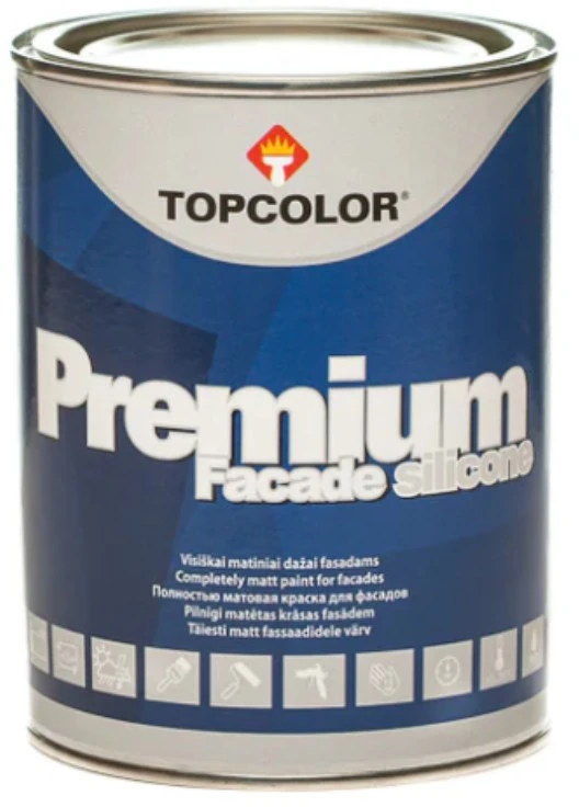 Matiniai mineralinių fasadų dažai TOPCOLOR PREMIUM FACADE SILICONE, C bazė, 1 l