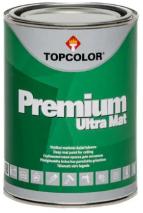 Dažai luboms ir sienoms TOPCOLOR PREMIUM ULTRA MAT, A bazė, 1 l