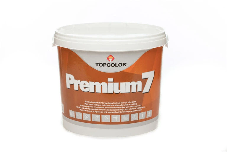 Sienų ir lubų dažai TOPCOLOR PREMIUM 7, matiniai, A bazė, 5 l