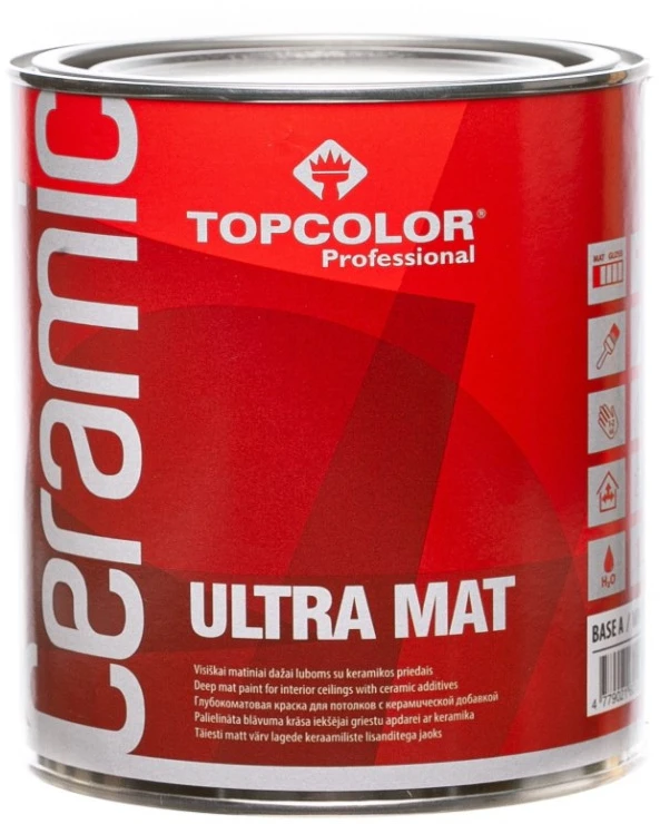 Padidinto matiškumo lateksiniai dažai TOPCOLOR CERAMIC ULTRA MAT, A bazė, 1 l