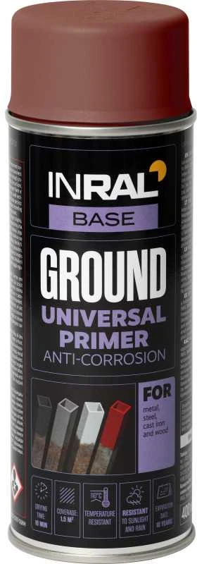 Aerozolinis gruntas antikorozinis INRAL GROUND raudonas RAL 3009 400 ml.