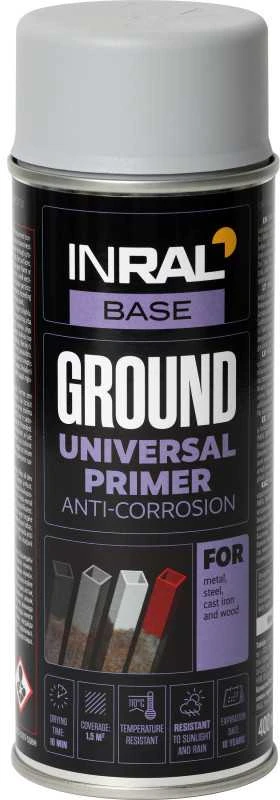 Aerozolinis antikorozinis gruntas INRAL GROUND pilkas RAL7040 400 ml.