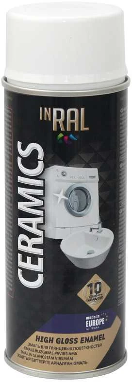 Aerozoliniai dažai blizgiems paviršiam INRAL SPECIAL CERAMICS balti RAL9003 400 ml.