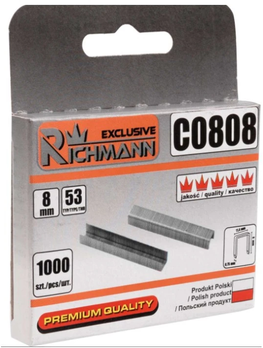 Kabės 53 tipo „RICHMANN" 8 mm, 1000 vnt.