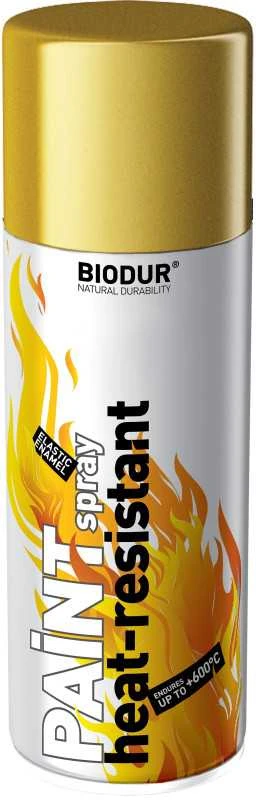 Karščiui atspari aerozolinė emalė BIODUR auksas 400 ml.