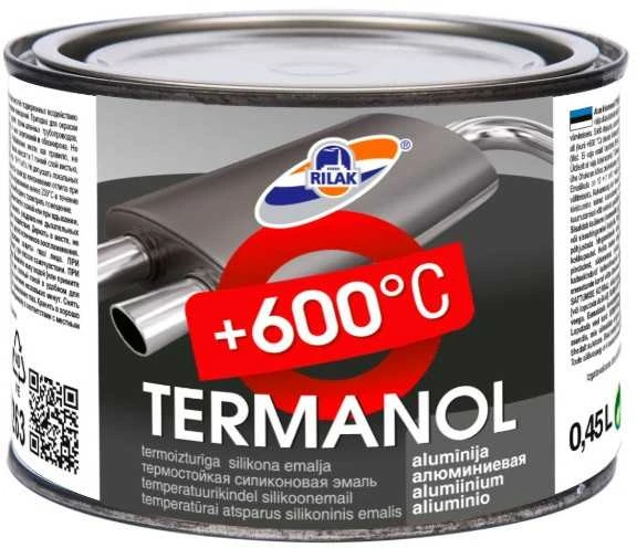 Karščiui atsparūs dažai RILAK TERMANOL (iki 600 C) aliuminio 450 ml.