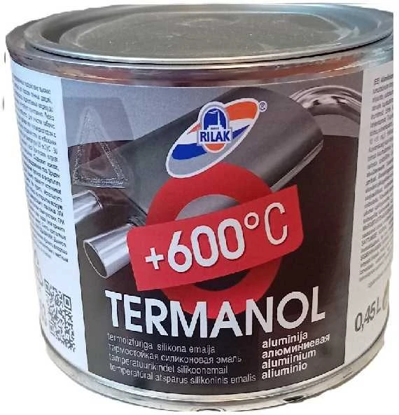 Karščiui atsparūs dažai RILAK TERMANOL (iki 600 C) aliuminio 450 ml.
