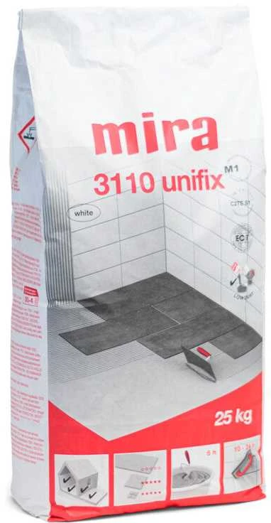 Balti ir elastingi plytelių klijai Mira 3110 Unifix C2TE S1, 25 kg