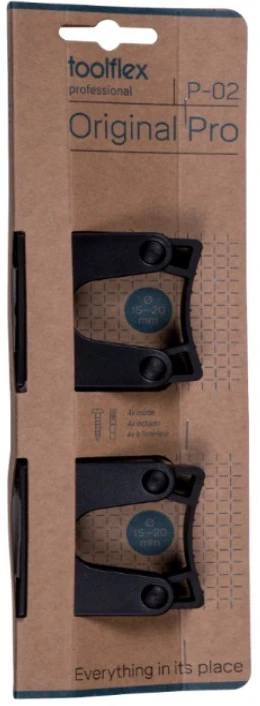 Universalūs laikikliai TOOLFEX 15–20 mm, 2 vnt., juoda