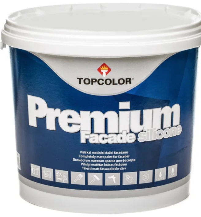 Matiniai mineralinių fasadų dažai TOPCOLOR PREMIUM FACADE SILICONE, C bazė, 5 l