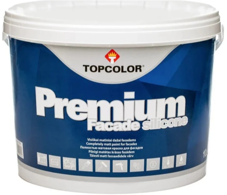Matiniai mineralinių fasadų dažai TOPCOLOR PREMIUM FACADE SILICONE, A bazė, 3 l