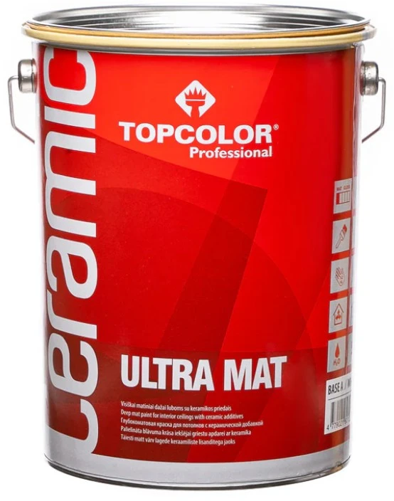 Padidinto matiškumo lateksiniai dažai TOPCOLOR CERAMIC ULTRA MAT, A bazė, 5 l