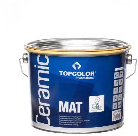 Sienų dažai su keramikos priedais TOPCOLOR CERAMIC MAT balta visiškai matiniai 2,5 L.