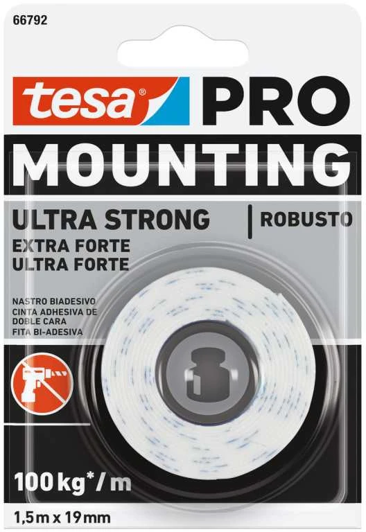 Lipni dvipusė juosta lauko/vidaus darbams TESA ULTRA STRONG 1.5 m x 19mm 55791-00003-01