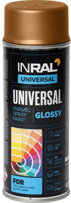 Universalūs aerozoliniai dažai INRAL UNIVERSAL perlo varis RAL8029 400 ml.