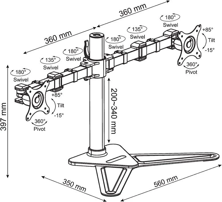 Ergosolid Monitorių laikiklis NF 22 10''-30'' iki 2*10 kg