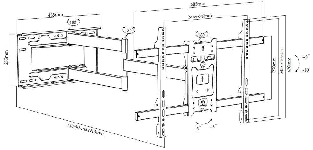 FN TV laikiklis ONYX 20 32"-70"(iki 45 kg,VESA 60*40cm)
