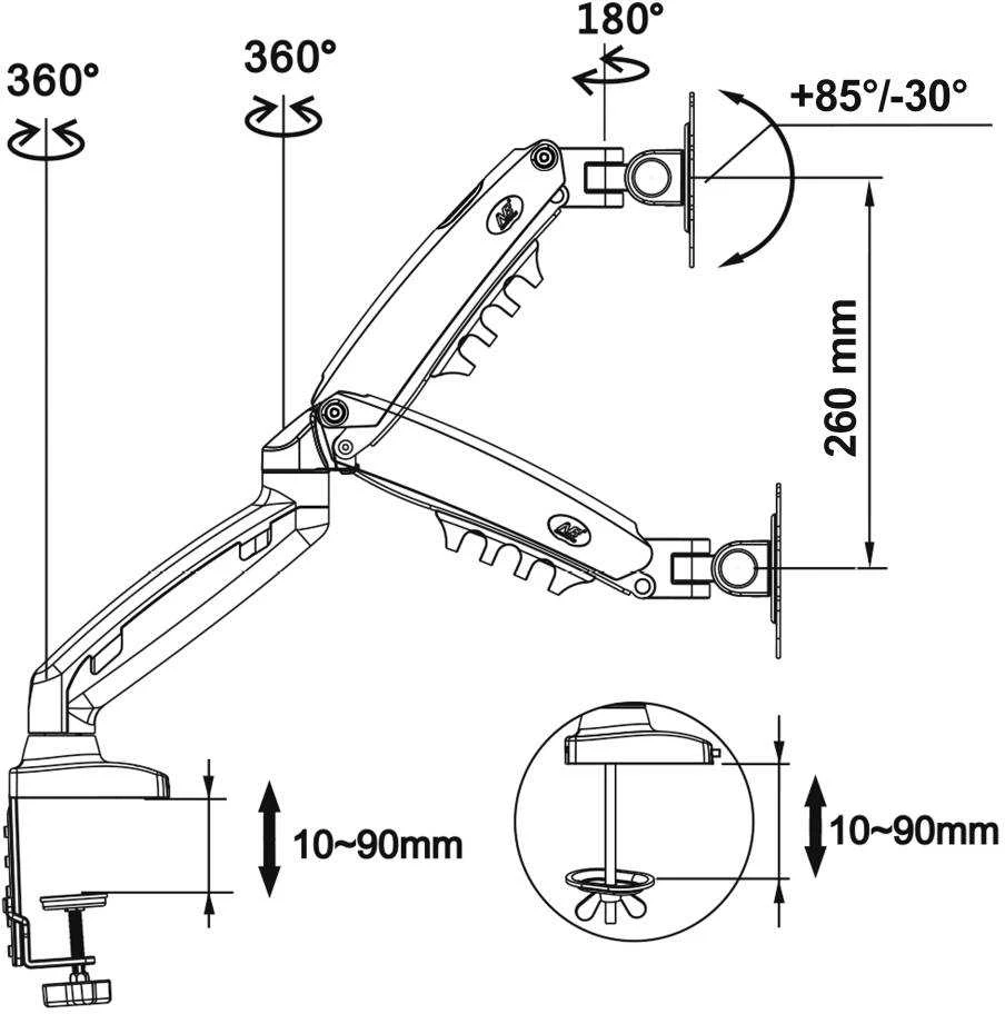 NB Monitoriaus laikiklis F80 17''-30'' iki 9kg