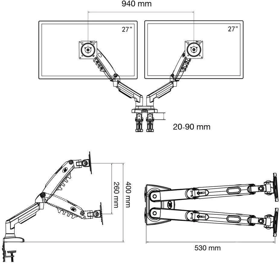 NB Monitoriu laikiklis F160 17''-27'' iki 2* 9kg