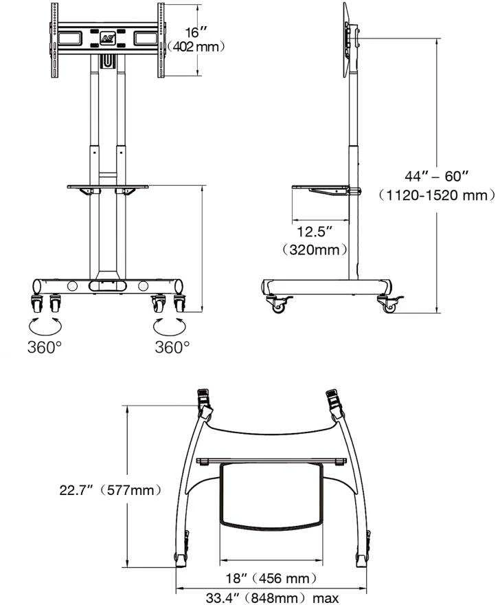 TV laikiklis ant ratų NB AVA1500-60-1P 32-75"