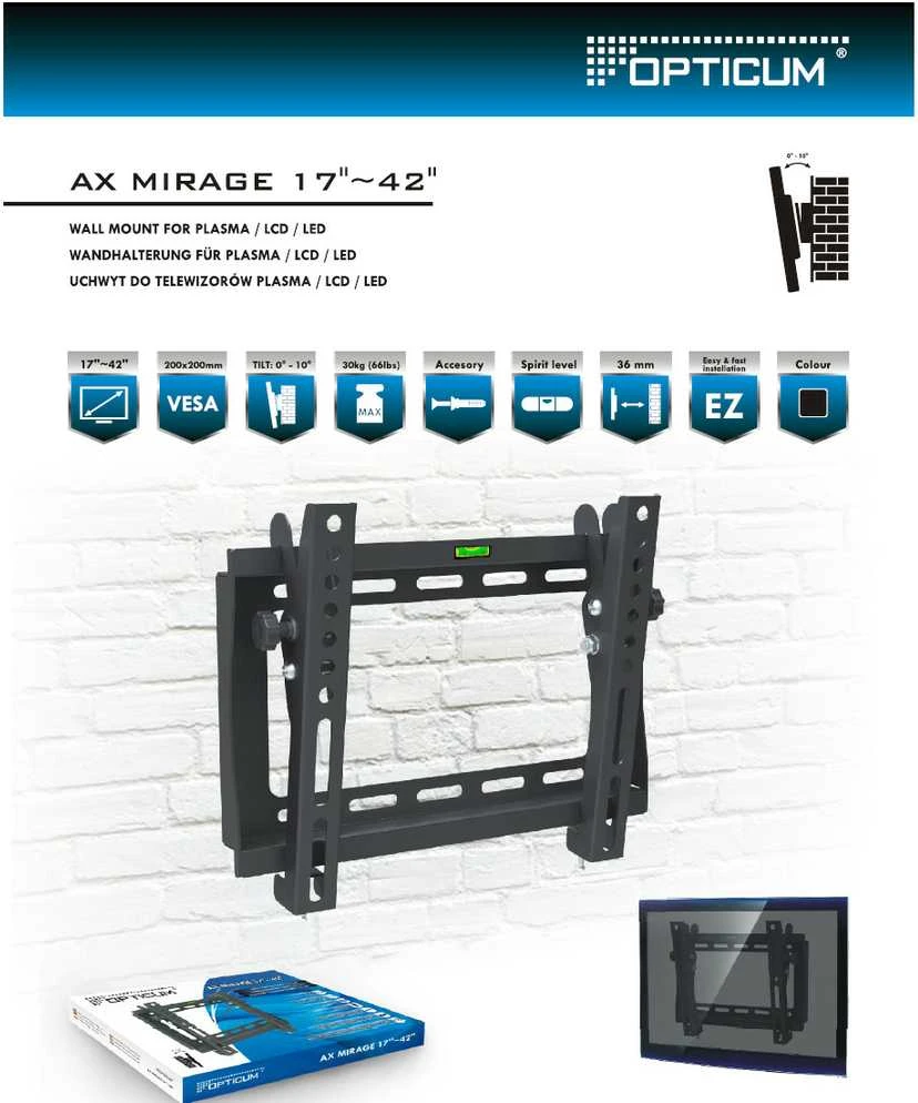 Opticum TV laikiklis MIRAGE 17''-42'' (iki 30kg, VESA 20*20cm)