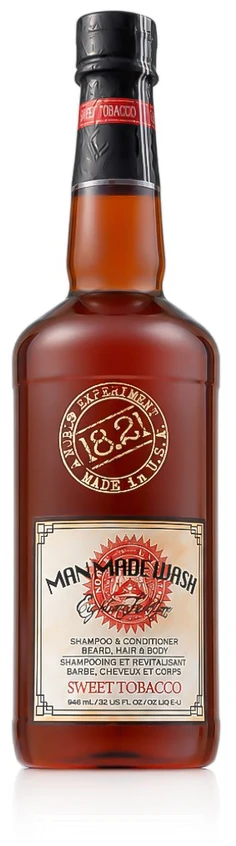 18.21 Man Made Wash Sweet Tobacco daugiafunkcė priemonė vyrams 3in1: šampūnas, kondicionierius ir kūno prausiklis viename, 950 ml