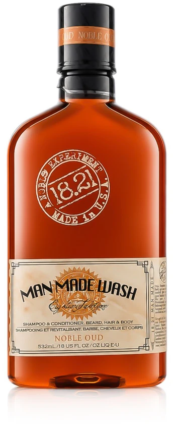 Daugiafunkcė priemonė vyrams 3 in 1, t.y. stiprinamasis šampūnas, kondicionierius ir kūno prausiklis viename 18.21 Man Made Wash Noble Oud, 532 ml