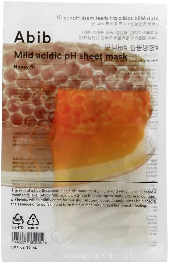 Abib Mild Acidic pH Sheet Kaukė Honey Fit maitinanti švelniai rūgštinė lakštinė veido kaukė, 30 ml