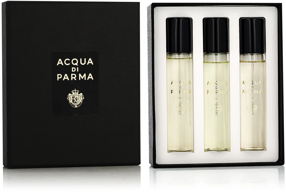 Rinkinys „Acqua di Parma“: „Signatures Of The Sun“ – „Sakura“ unisex kvapusis vanduo, 12 ml + „Signatures Of The Sun“ – „Yuzu“ unisex kvapusis vanduo, 12 ml + „Signatures Of The Sun“ – „Osmanthus“ unisex kvapusis vanduo, 12 ml