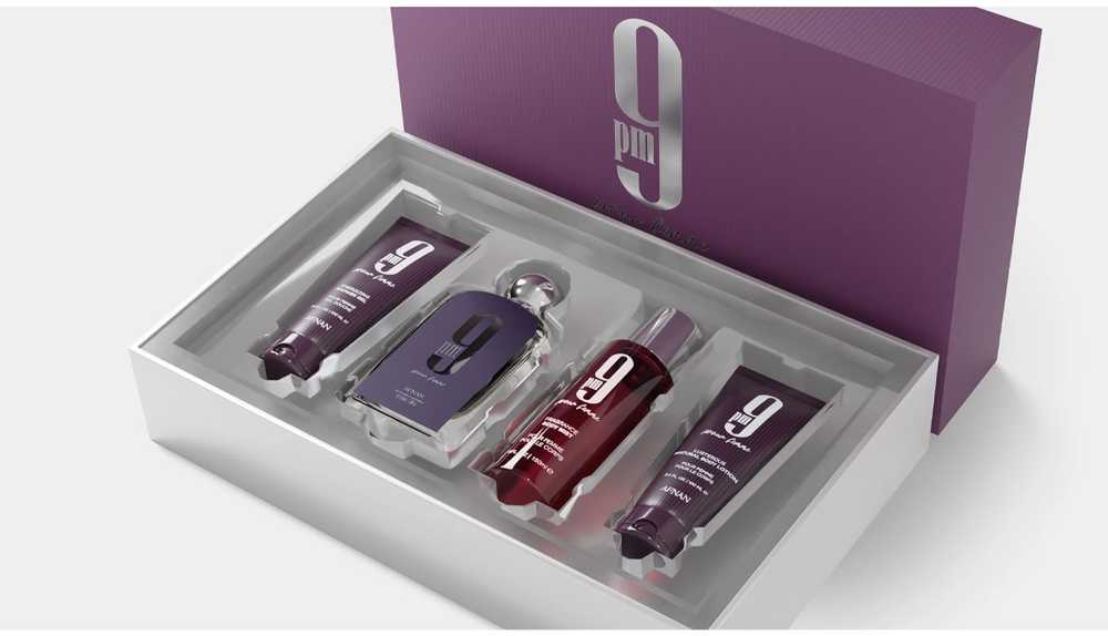Afnan 9:00 Pour Femme - EDP 100 ml + dušo želė 100 ml + kūno šydas 150 ml + kūno losjonas 100 ml