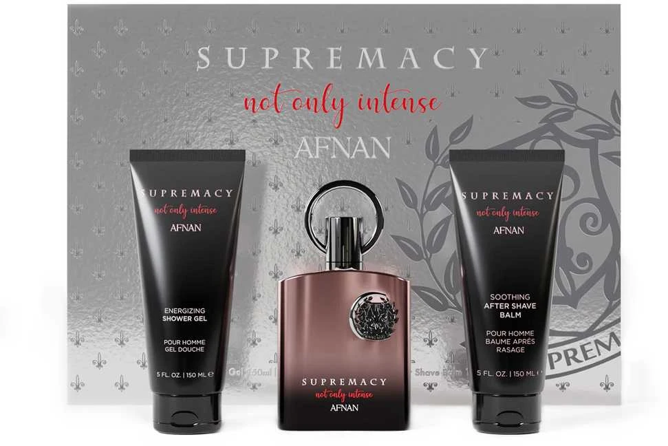 Afnan „Supremacy Not Only Intense“ kvepalai, 100 ml, kvapusis vanduo „Gel De Baño“, 100 ml, dezodorantas su pieštuku, 75 ml.