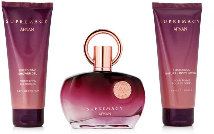 Afnan Supremacy Violet EDP kvepalų vanduo moterims, 100 ml + dušo želė, 100 ml + drėkinamasis kūno losjonas, 100 ml