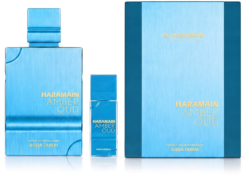 Al Haramain Amber Oud Aqua Dubai Extrait de Parfum 200 ml + Pocket Purškiklis Papildomas (unisex)