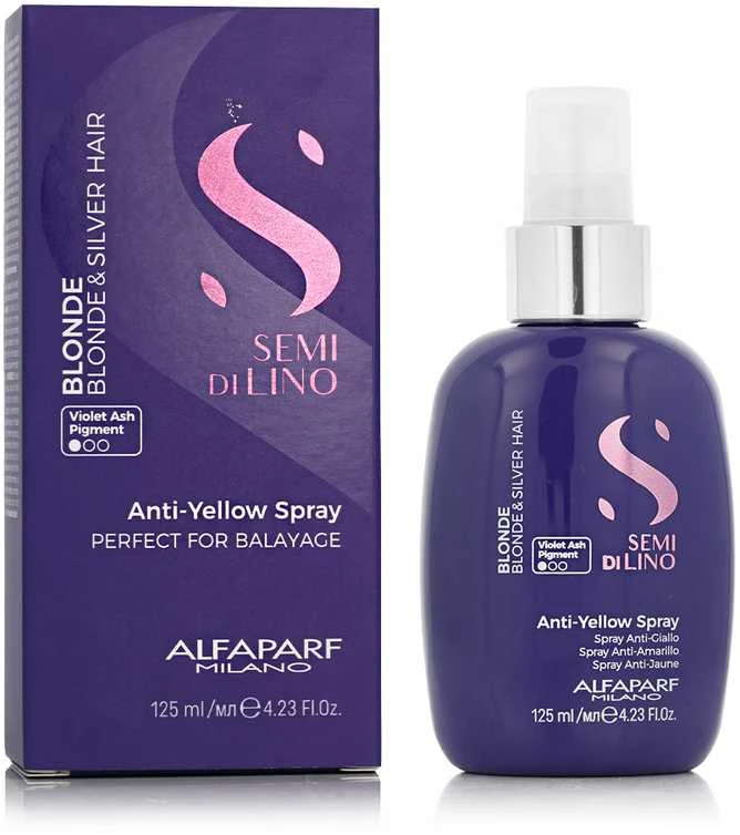 Alfaparf Milano Semi Di Lino Skirtas šviesiems plaukams and Sidabrinis Purškiklis natūraliai šviesiems tiek šviesintiems plaukams 125ml