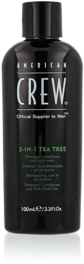 „American Crew 3in1 Tea Tree“ šampūnas, kondicionierius ir prausiklis kūnui, 100 ml