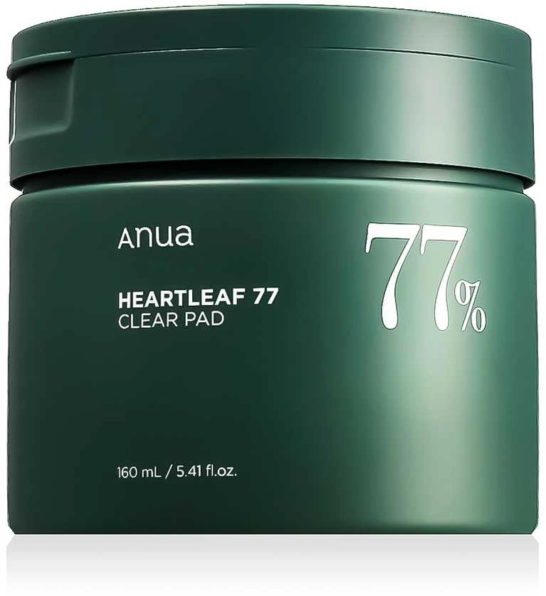 Anua Heartleaf 77 Clear Pad Švelniai valantys ir raminamieji tonerio padeliai, 70 vnt