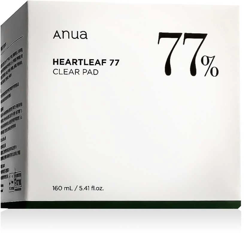 Anua Heartleaf 77 Clear Pad Švelniai valantys ir raminamieji tonerio padeliai, 70 vnt