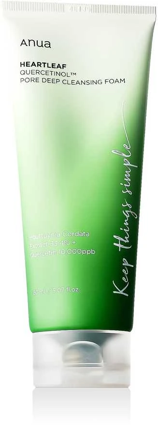 Anua Heartleaf Quercetinol Pore Deep Cleansing Foam Putojantis giliai poras valantis veido prausiklis, 150 ml