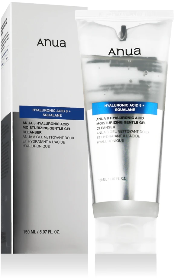 Anua Hyaluronic Acid 8 + Squalane Drėkinamasis švelnus Gel Cleansergelinis veido prausiklis, 150 ml