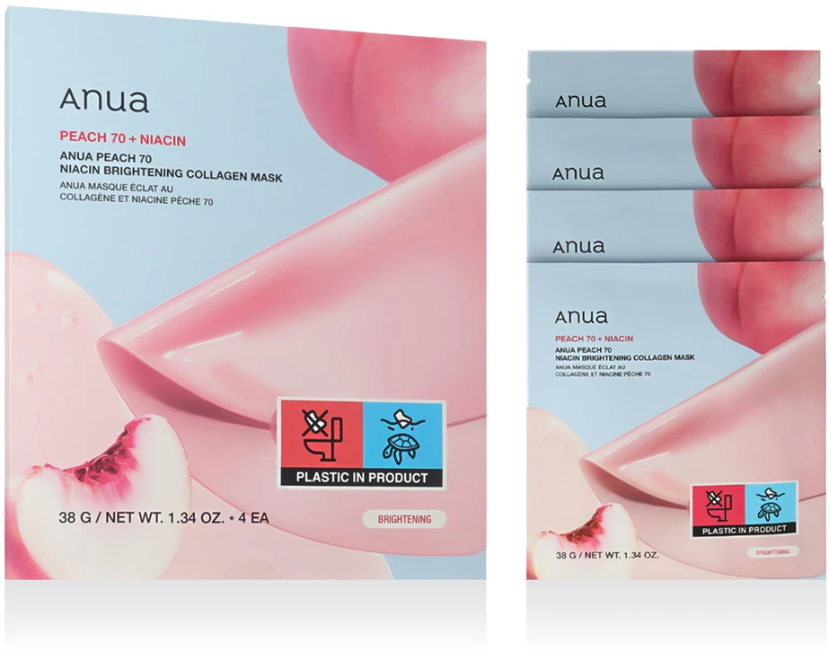 Veido kaukė Anua Peach 70+Niacin Brightening Collagen Mask 38 g 1 vnt.