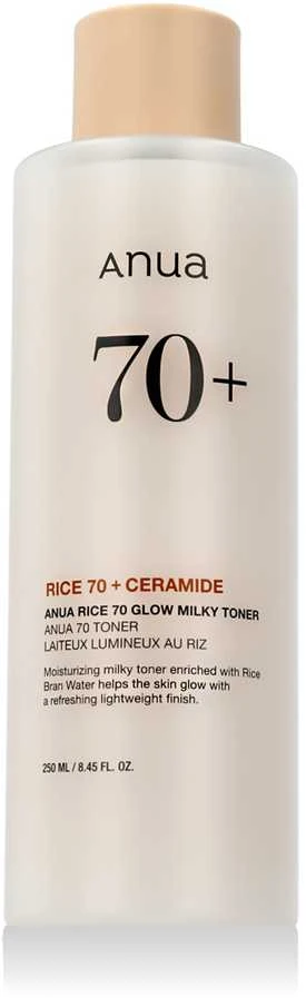 Anua Rice 70 Glow Milky Toner Tonikas su ryžių vandeniu, 250 ml