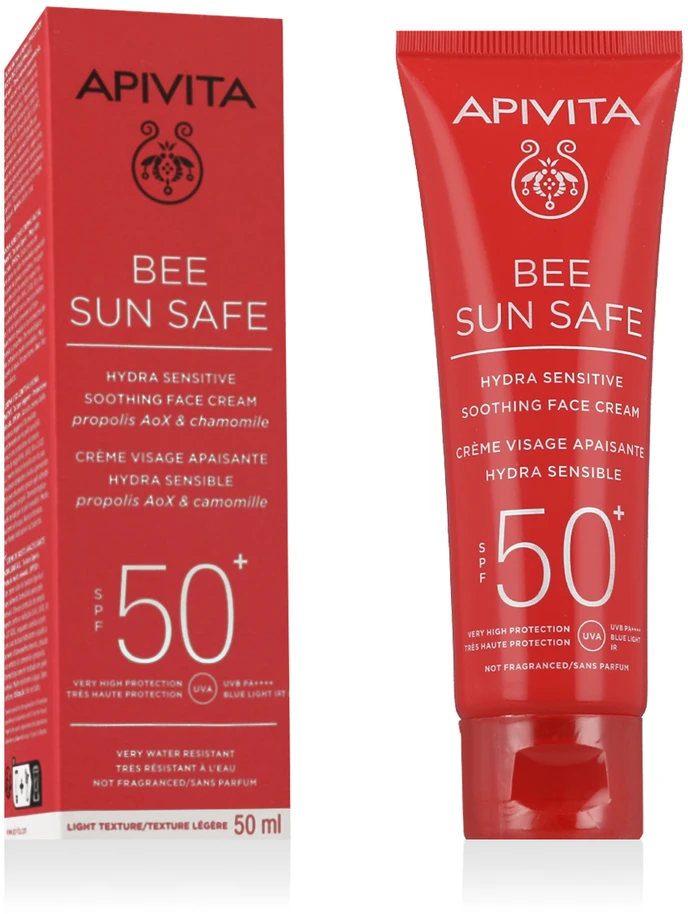 Apivita Bee Sun Safe Hydra Sensitive raminamasis veido kremas SPF 50+ 50ml