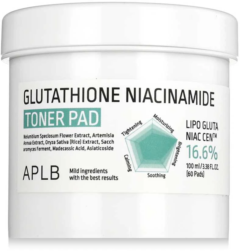 APLB Glutathione Niacinamide Toneris Pad veido valymo padeliai, 60 vnt.